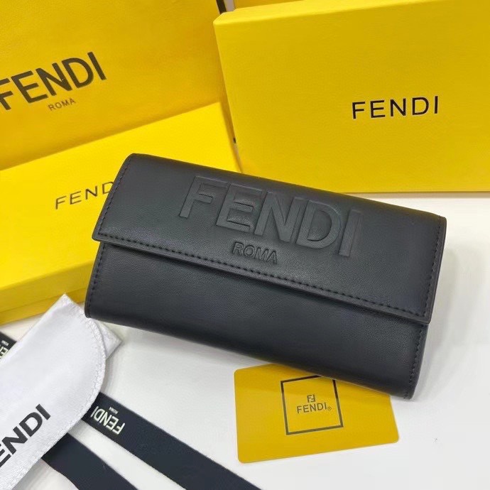 FENDI フェンディ コピー 長財布 ロゴ押し ブラック - 画像 9