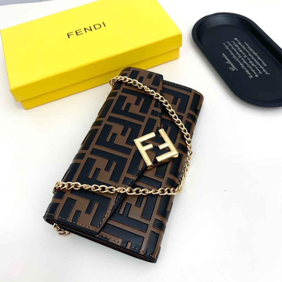 FENDI バッグ コピー フェンディ ブラックブラウン チェーン付き ミニショルダーバッグ レディース - 画像 2