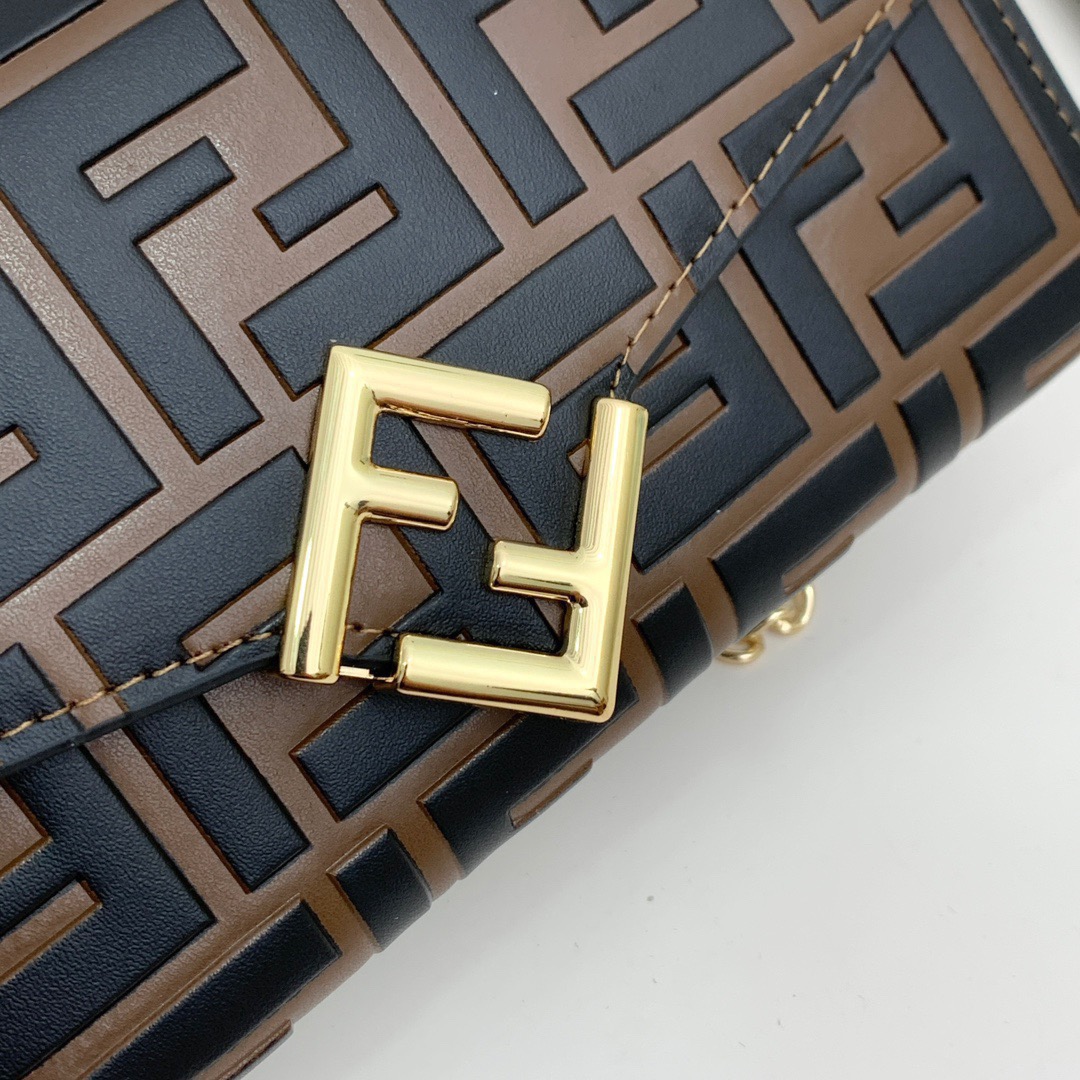 FENDI バッグ コピー フェンディ ブラックブラウン チェーン付き ミニショルダーバッグ レディース - 画像 5