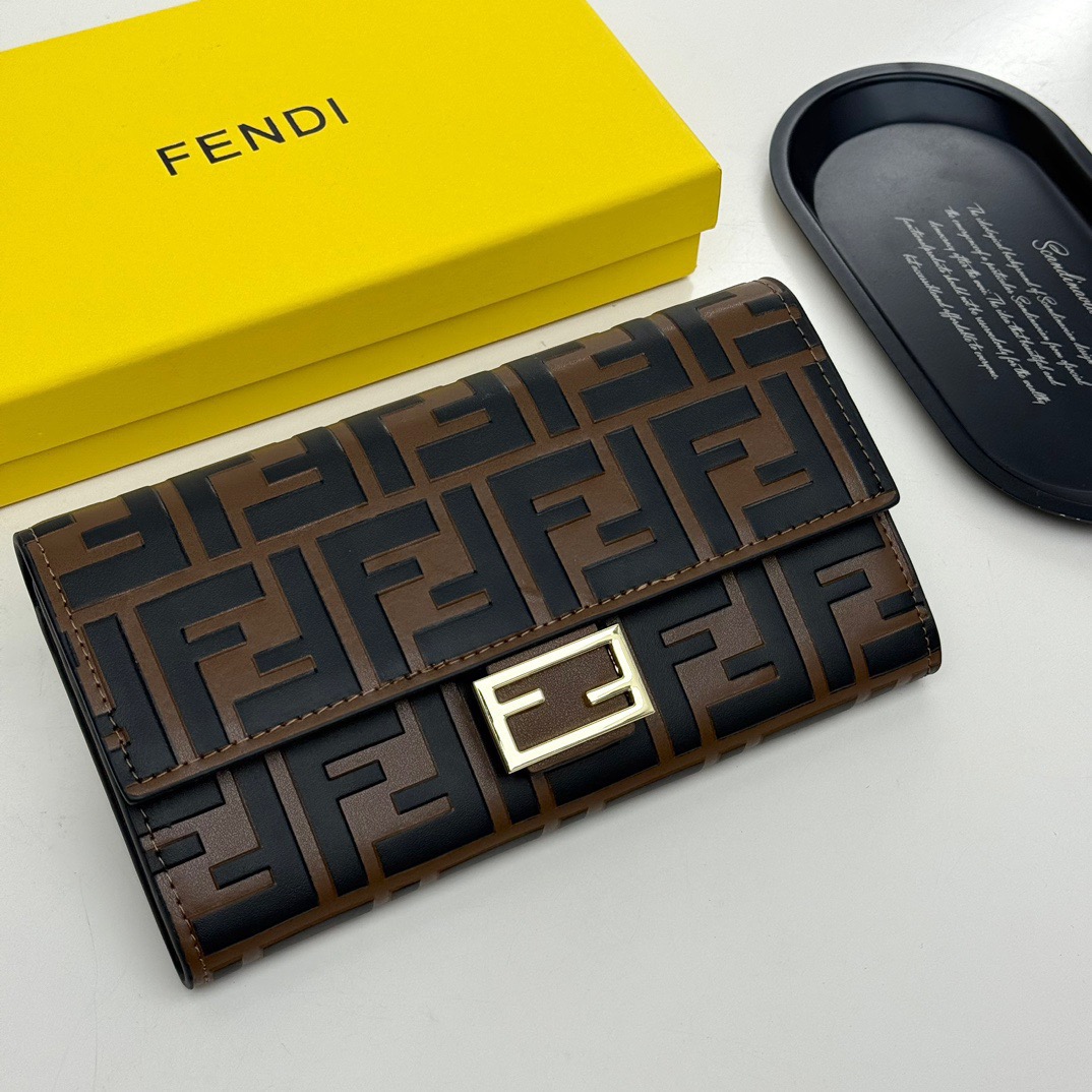 フェンディ コピー 長財布 ブランドコピー ファスナー付き ファッション レディース ブラウン - 画像 4