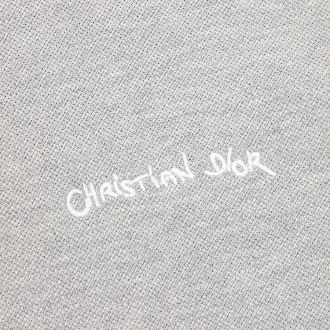 DIOR/ディオール 草写字母刺繍ポロシャツ コピー ロゴデザイン 男女兼用 グレー - 画像 4