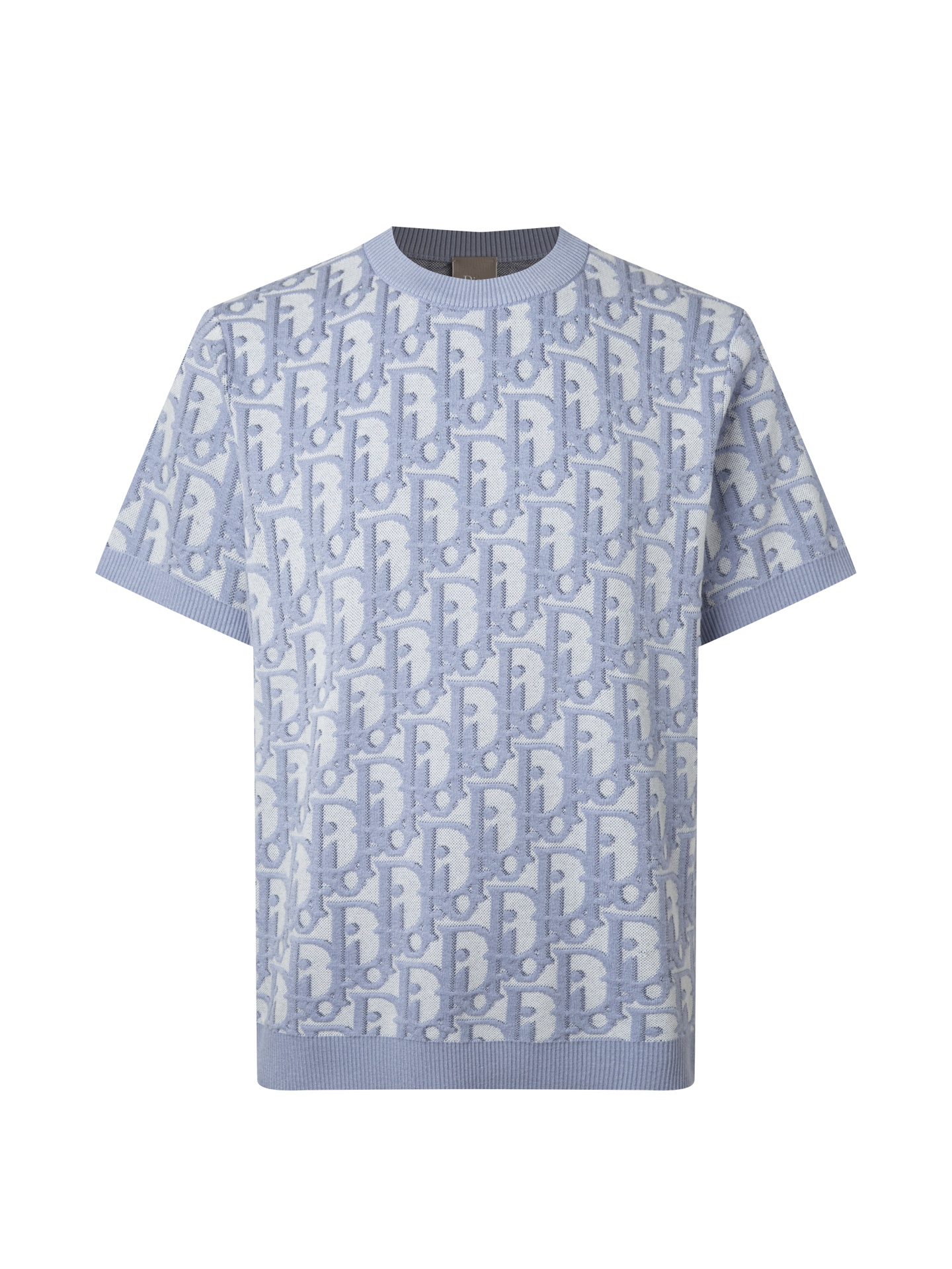 Dior コピー ロゴ柄ニットTシャツ レディース 天蓝色 ショートスリーブ ロゴプリント