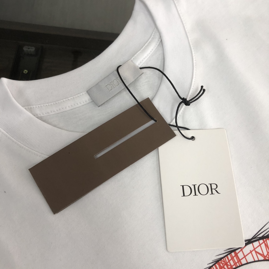 Dior コピー Tシャツ ロゴデザイン メンズ レディース 男女兼用 イエロー グレー ブラック ホワイト - 画像 4