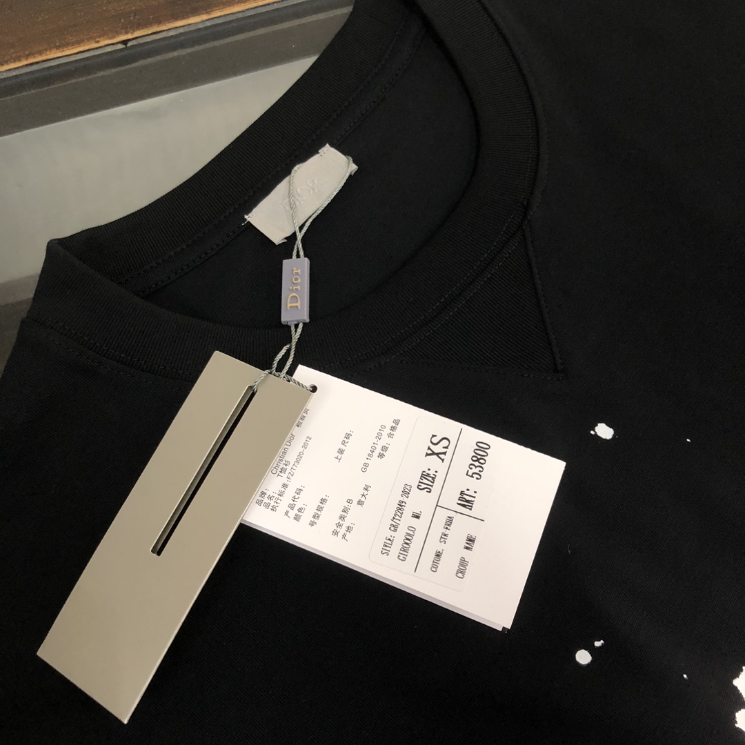 Dior コピー Tシャツ ロゴデザイン 黒 白 メンズ レディース 男女兼用 24ss コピー - 画像 4