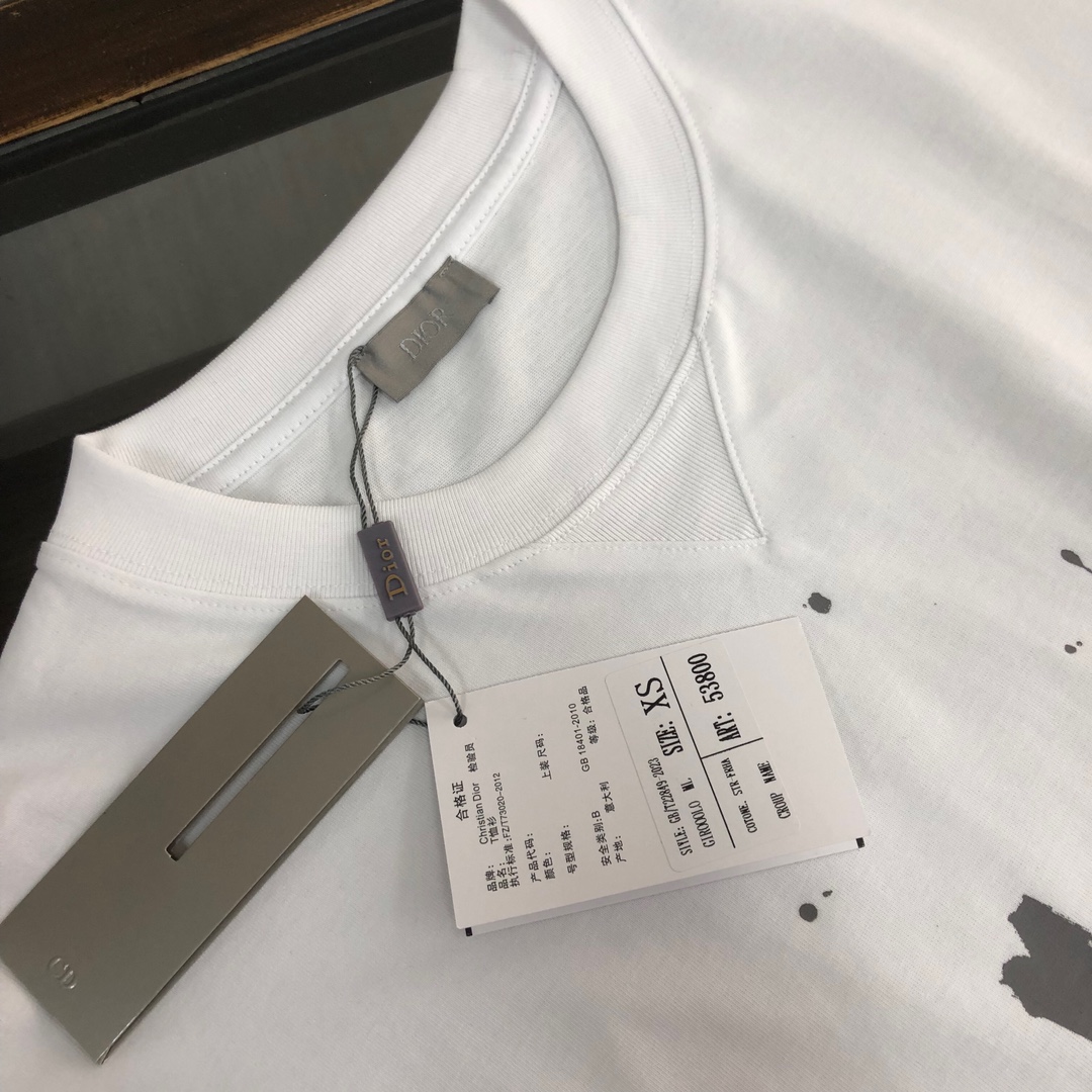 Dior コピー Tシャツ ロゴデザイン メンズ レディース 男女兼用 白 黒 240g高密度コットン - 画像 4