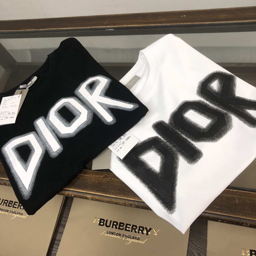 DIOR ディオール 24ss ロゴTシャツ コピー 男女兼用 黒 白 シンプルデザイン - 画像 2