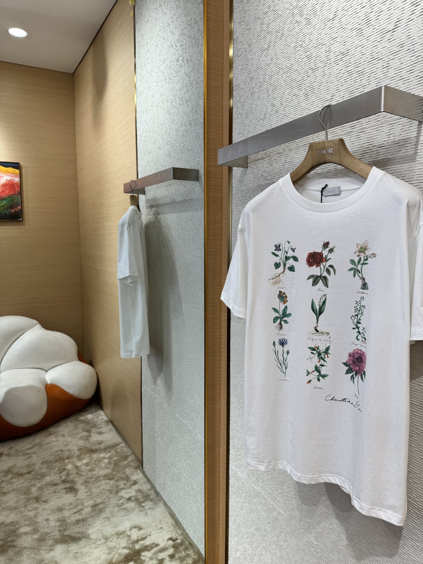 Dior ディオール 花柄 ロゴ Tシャツ コピー メンズ レディース ホワイト - 画像 4
