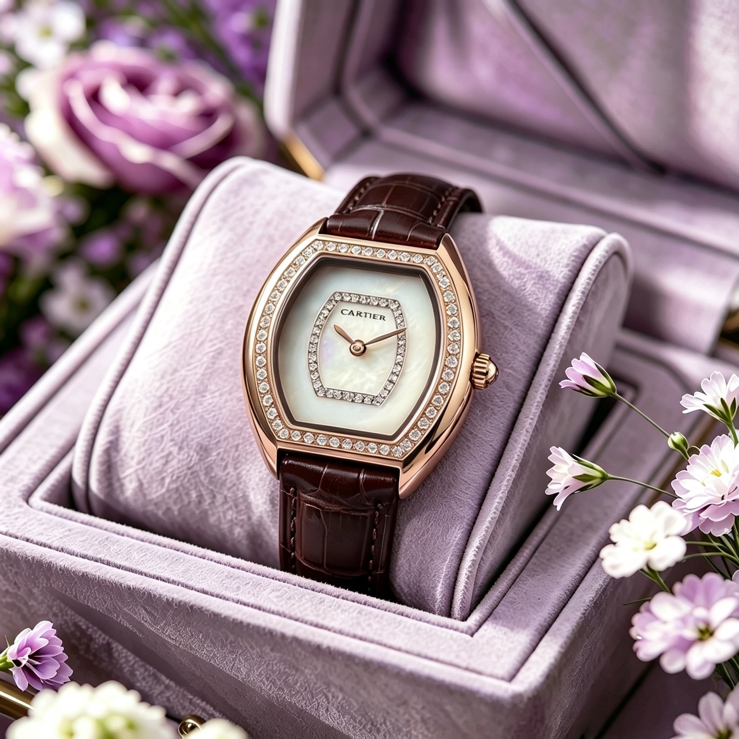 Cartier カルティエ ミニ フランクミュラー型 コピー 時計 レディース ローズゴールド レッド ホワイト