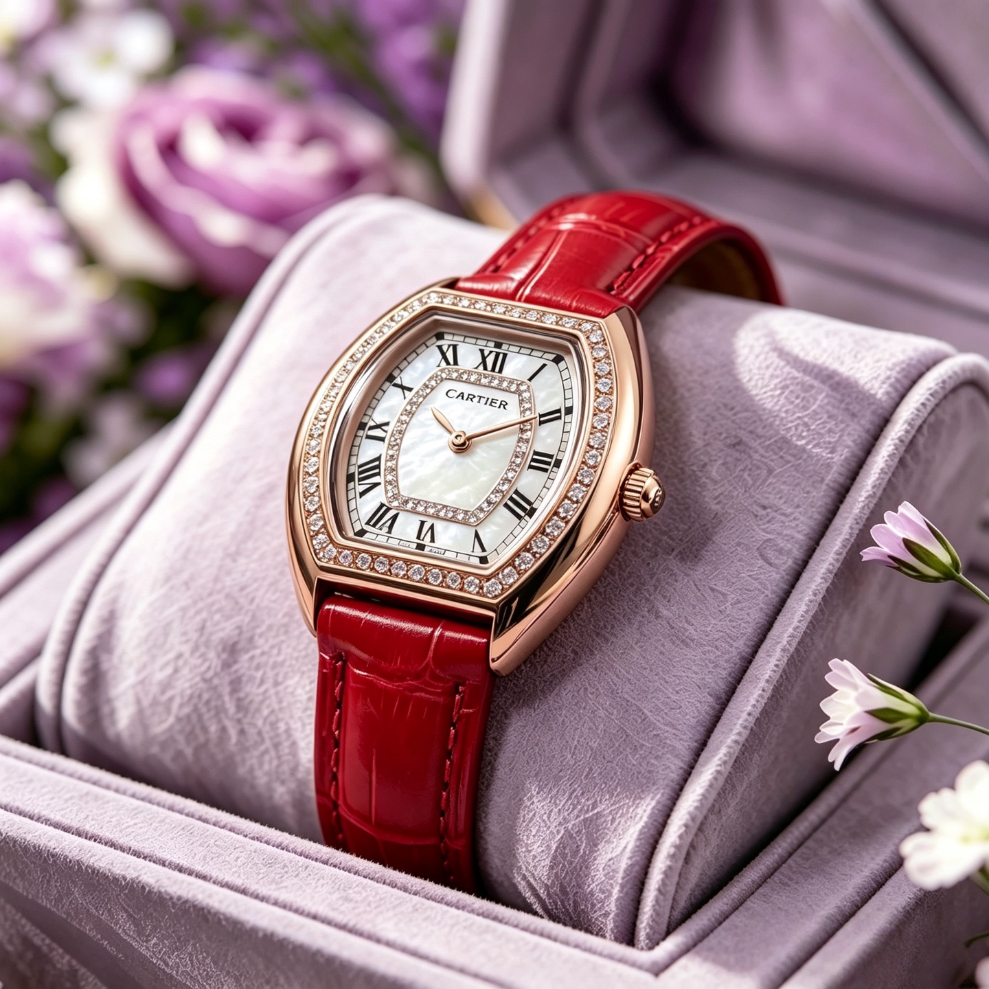 Cartier カルティエ ミニ フランクミュラー型 コピー 時計 レディース ローズゴールド レッド ホワイト - 画像 2