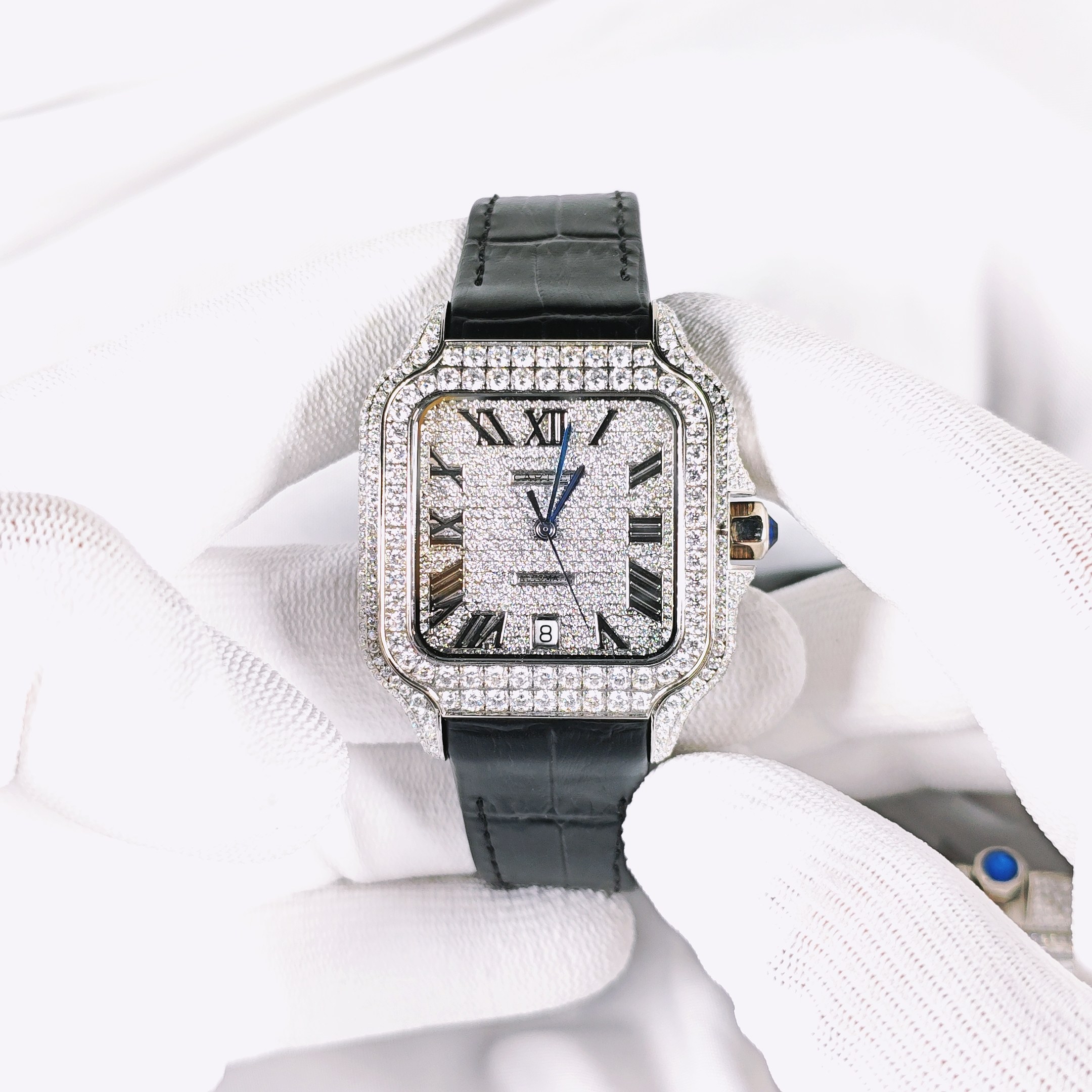 CARTIER カルティエ サントス ドゥ カルティエ 時計 コピー メンズ ブラック ホワイト - 画像 2