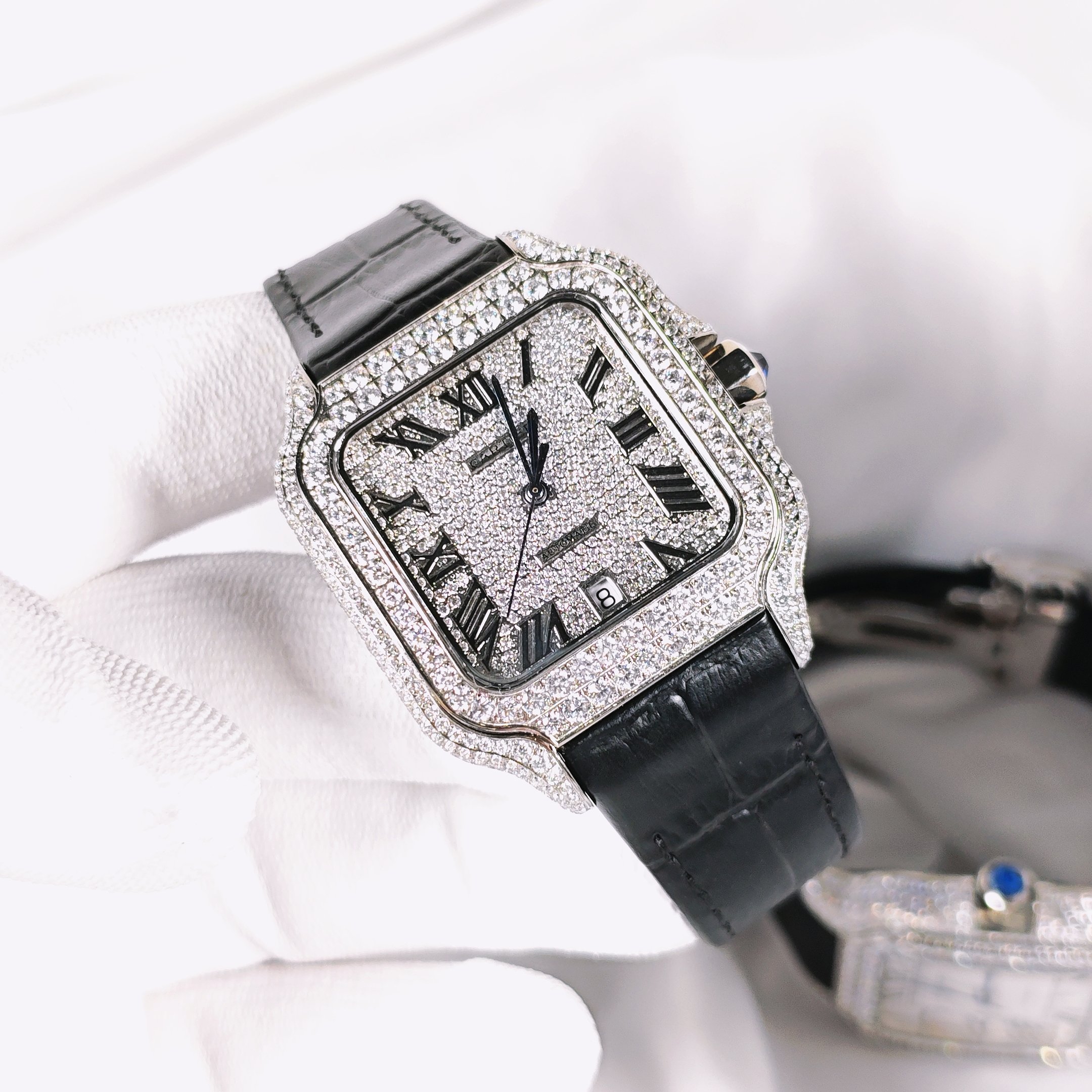 CARTIER カルティエ サントス ドゥ カルティエ 時計 コピー メンズ ブラック ホワイト - 画像 3