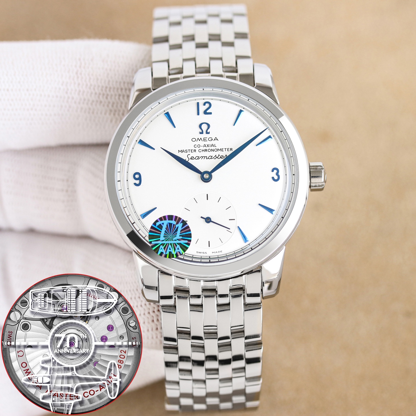 オメガ 時計 コピー 海馬シリーズ 1948 白文字盤 ステンレススチール メンズ ホワイト - 画像 4