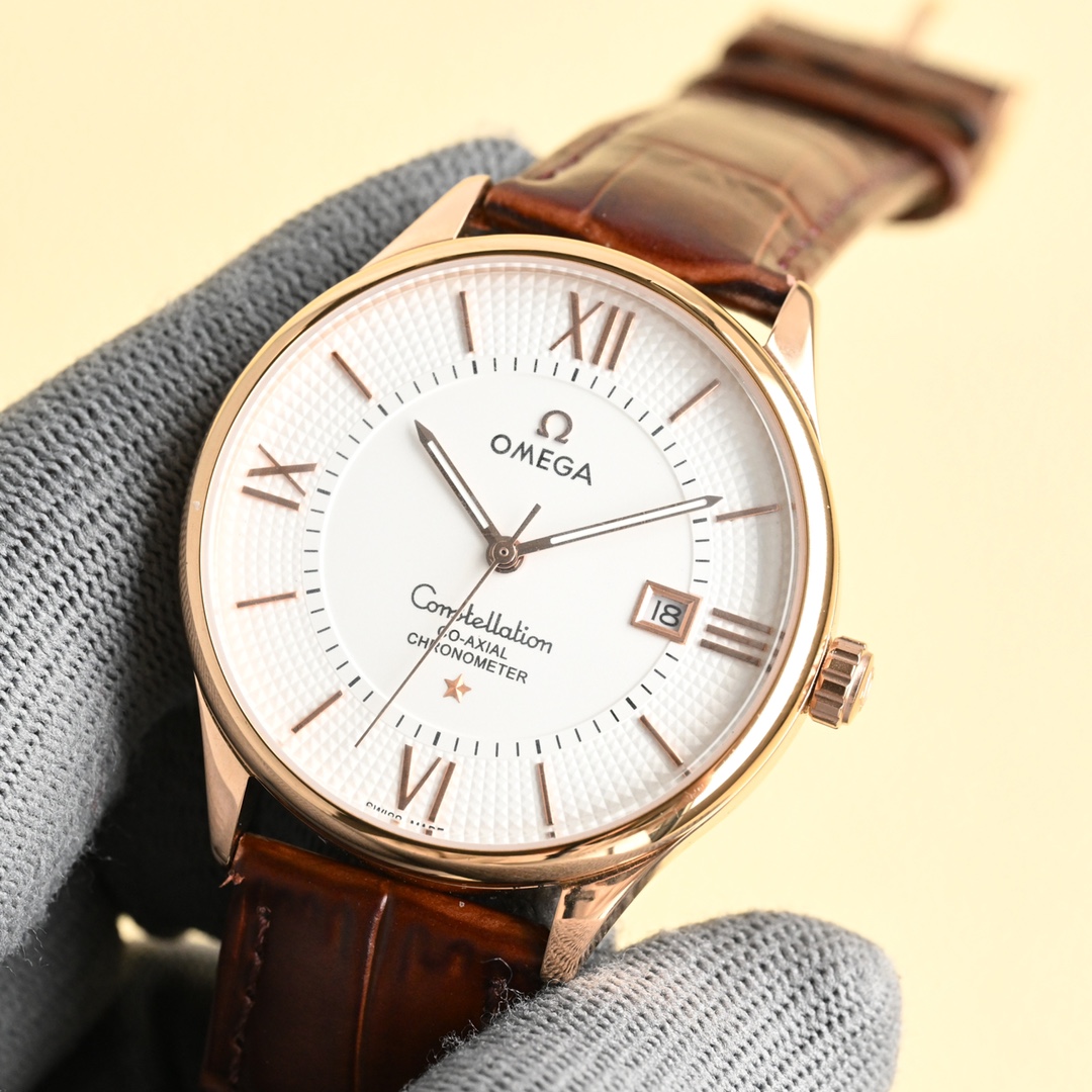 OMEGA オメガ ディスク レディース 時計 コピー ローマ数字 ホワイト シルバー ブラック ブラウン - 画像 4