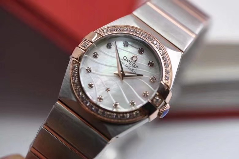 欧米伽/OMEGA 時計 コピー レディース オメガ星座 ホワイトシェル ダイヤル ステンレススチール ローズゴールド 27mm - 画像 2