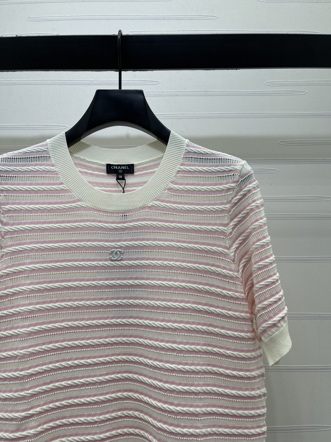 CHANEL ショートスリーブニット Tシャツ コピー ロゴデザイン レディース ピンク/ブラック 2色展開 - 画像 3