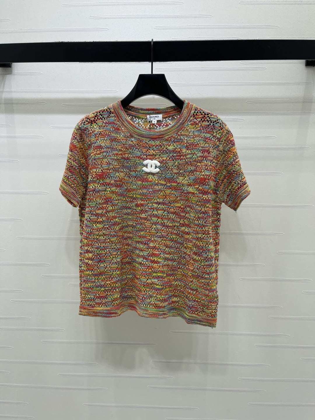 CHANEL コピー ニットTシャツ レディース ロゴデザイン 藍格柄 チェーン風柄 通気性 綿100% 3色展開