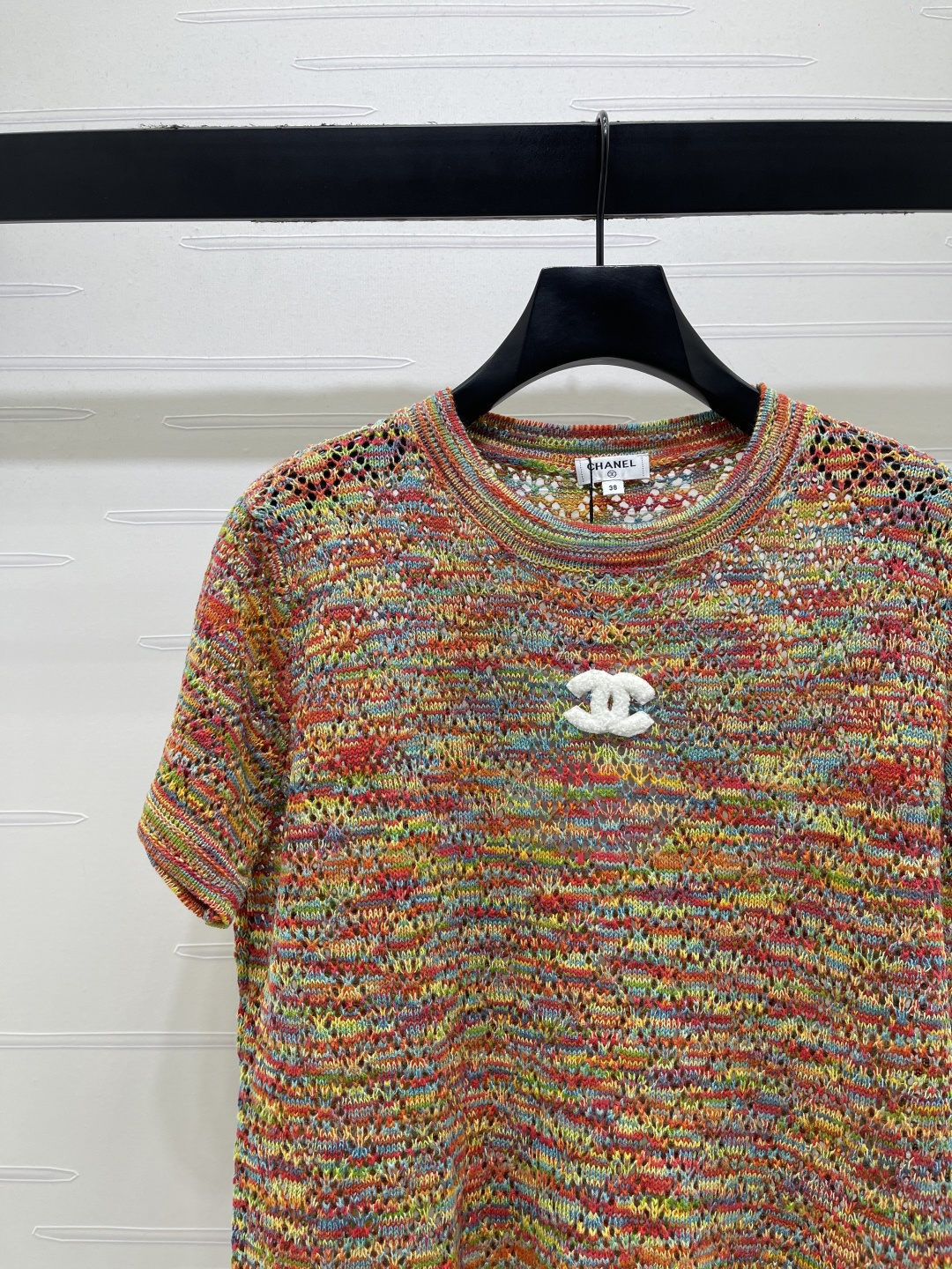 CHANEL コピー ニットTシャツ レディース ロゴデザイン 藍格柄 チェーン風柄 通気性 綿100% 3色展開 - 画像 3
