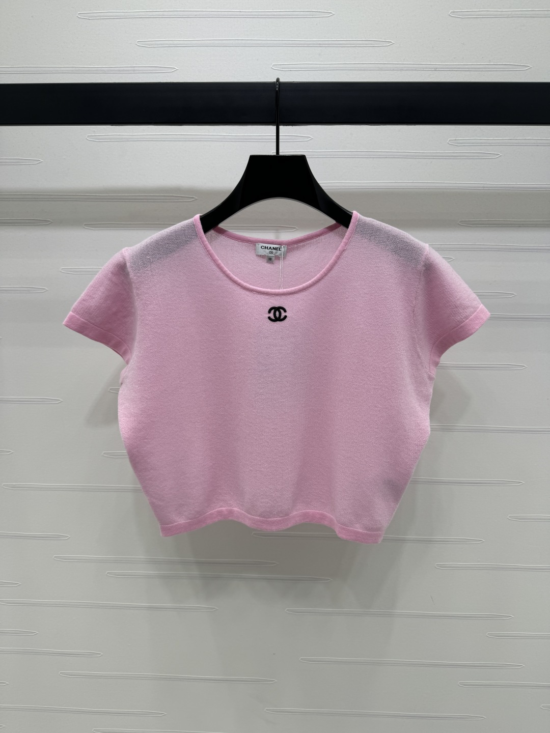 CHANEL ニット Tシャツ コピー ロゴ刺繍 細身シルエット 半袖 ピンク 全3色展開