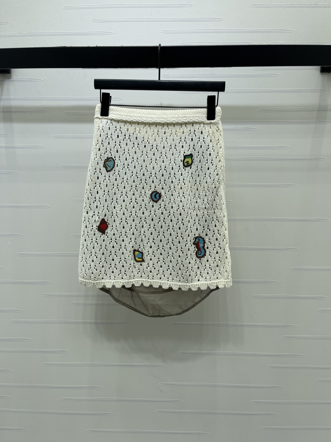CHANE ニットスカート コピー ロング丈 ローズ刺繍 オーバーサイズ レディース 白