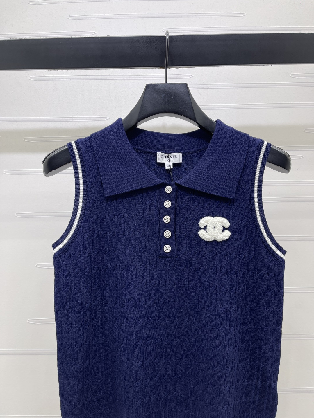 CHANEL ニット セーター コピー ポロネック インナー ニットベスト レディース ブルー - 画像 3