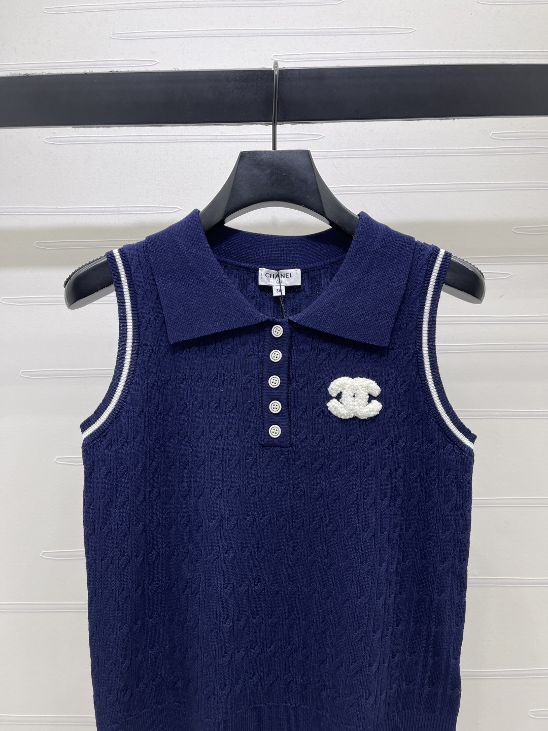 CHANEL ニット セーター コピー ポロネック インナー ニットベスト レディース ブルー - 画像 4
