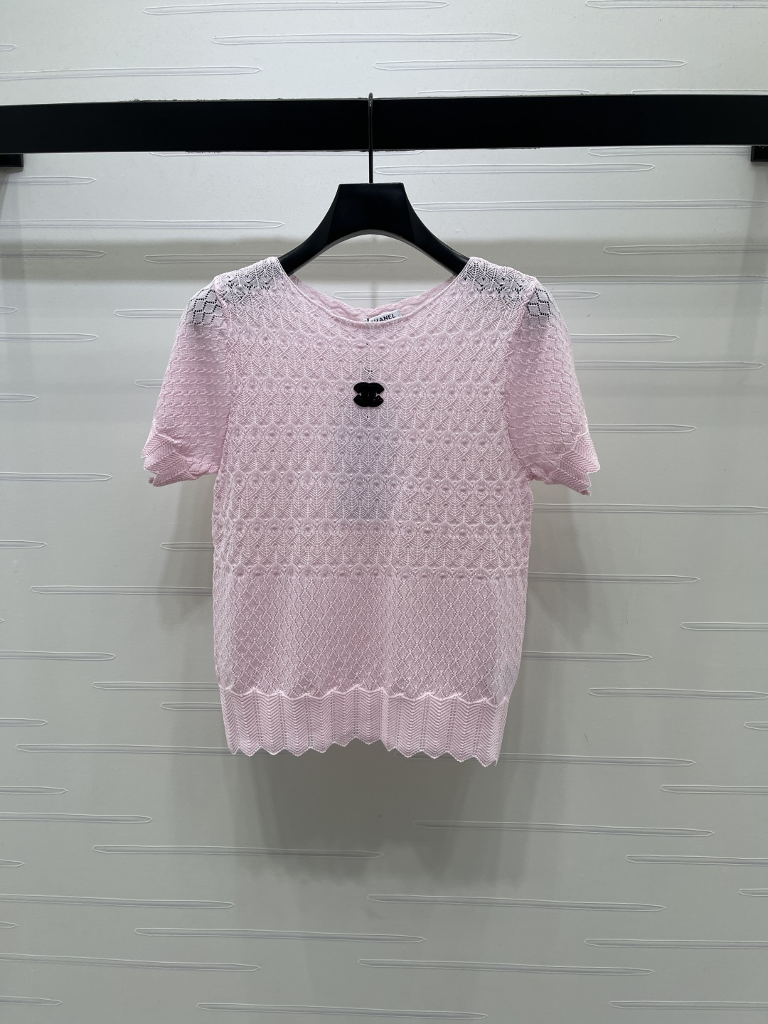 CHANEL ニット 半袖 Tシャツ コピー ロゴ刺繍 プリント柄 ピンク 全3色