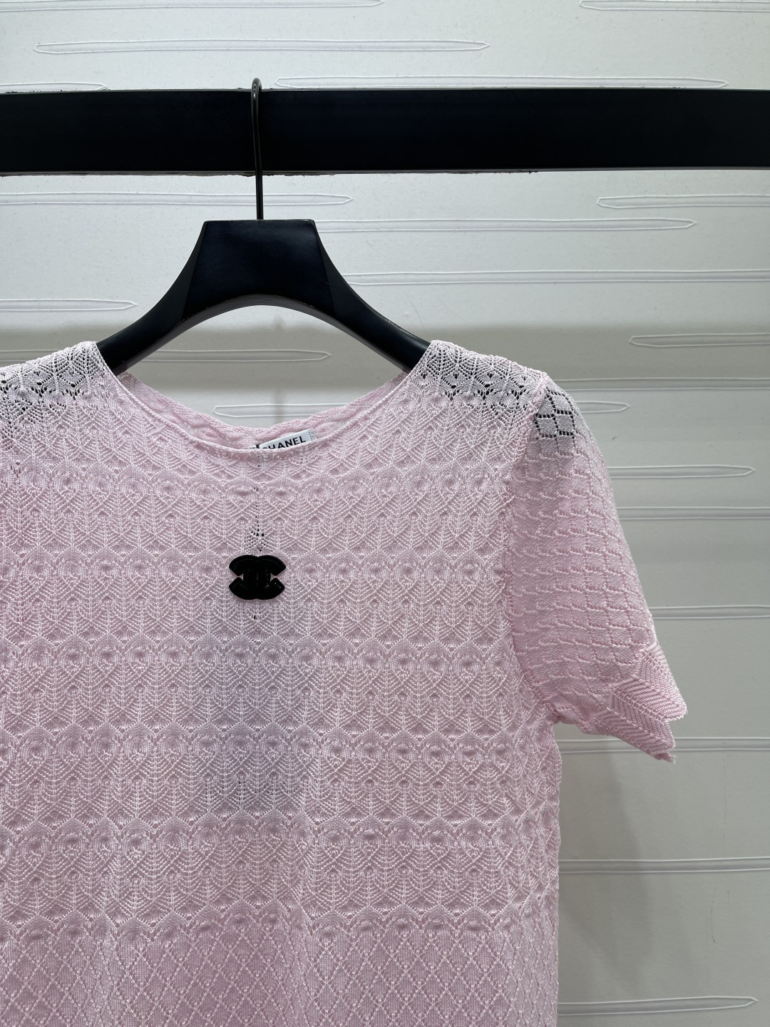 CHANEL ニット 半袖 Tシャツ コピー ロゴ刺繍 プリント柄 ピンク 全3色 - 画像 2
