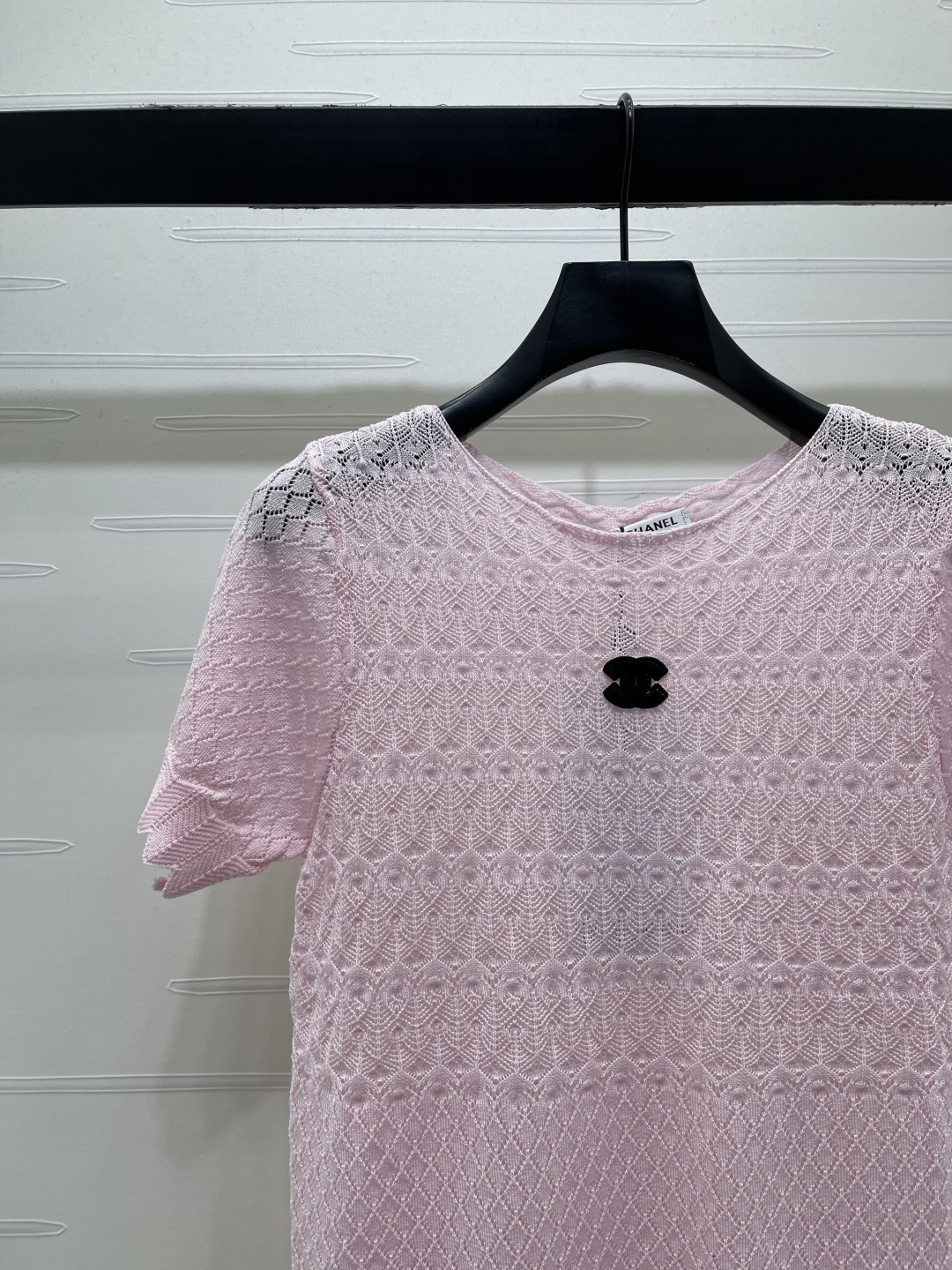CHANEL ニット 半袖 Tシャツ コピー ロゴ刺繍 プリント柄 ピンク 全3色 - 画像 3