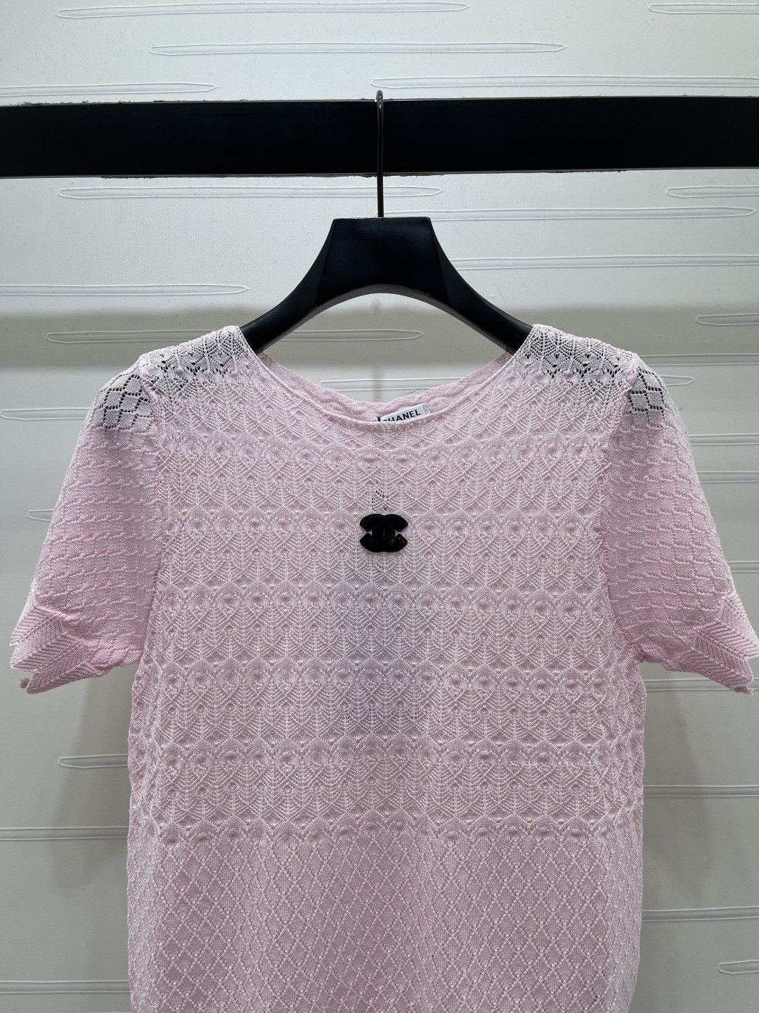 CHANEL ニット 半袖 Tシャツ コピー ロゴ刺繍 プリント柄 ピンク 全3色 - 画像 4