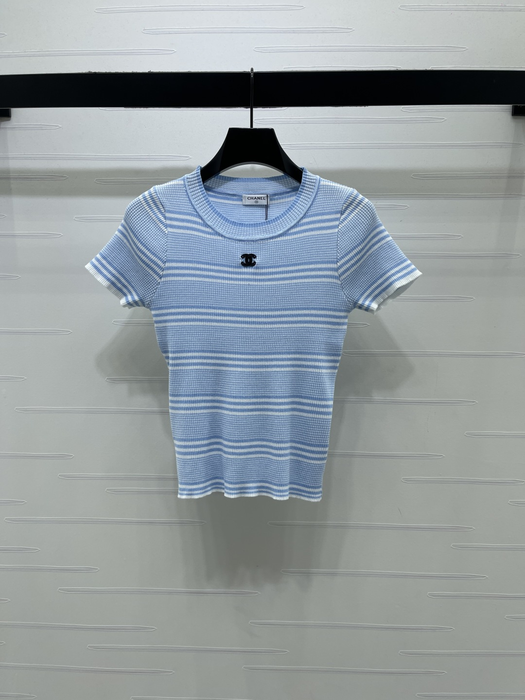 CHANEL コピー ニットTシャツ 撞色ストライプ ロゴデザイン 3色展開 通勤 レディース - 画像 2