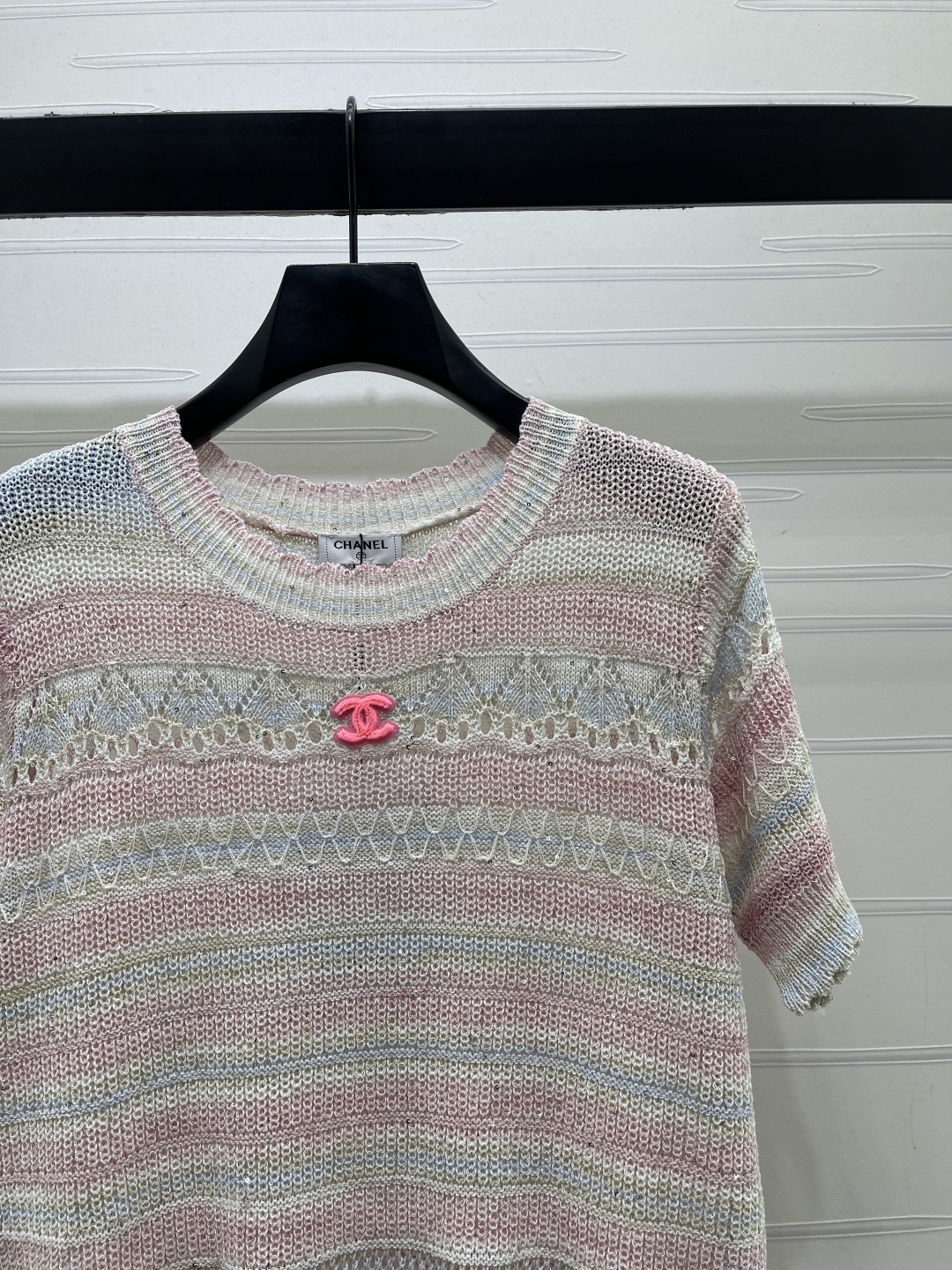 CHANEL ニット Tシャツ コピー 珠片 ロゴ刺繍 レディース ミニ プリント 全3色 - 画像 2
