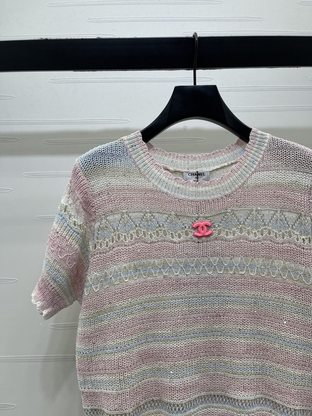 CHANEL ニット Tシャツ コピー 珠片 ロゴ刺繍 レディース ミニ プリント 全3色 - 画像 3