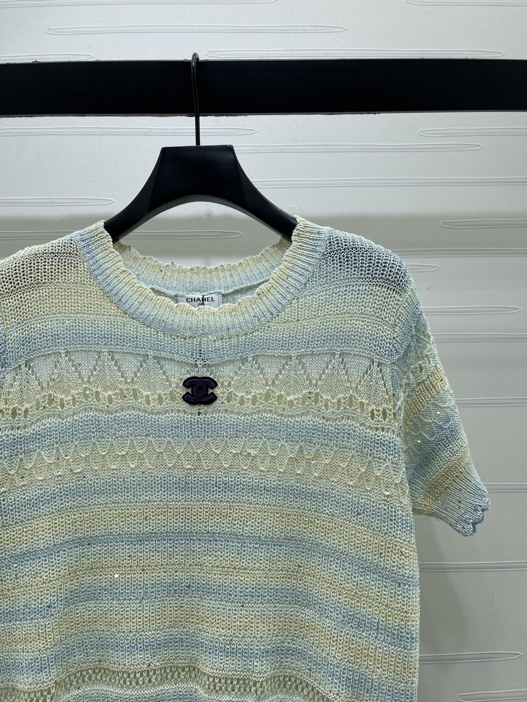 CHANEL コピー ニット 半袖 ロゴ刺繍 レディース ピンク ブルー 2色展開 - 画像 3