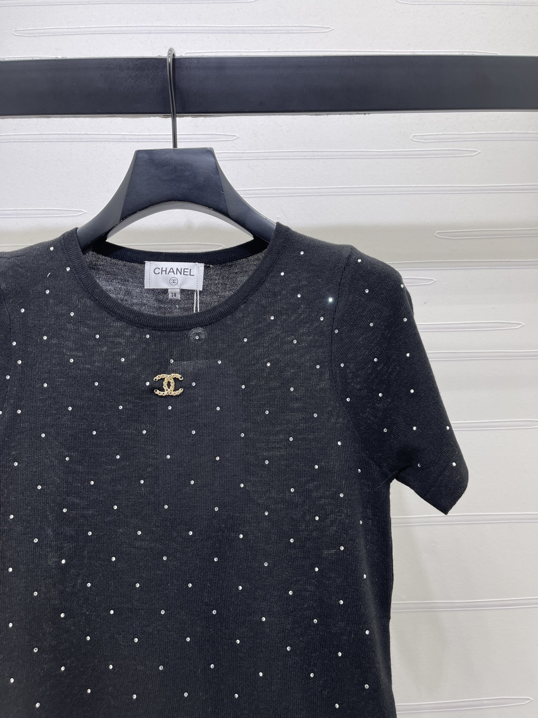 CHANEL コピー ニット Tシャツ ロゴ刺繍 ポイント刺繍 黒 - 画像 2