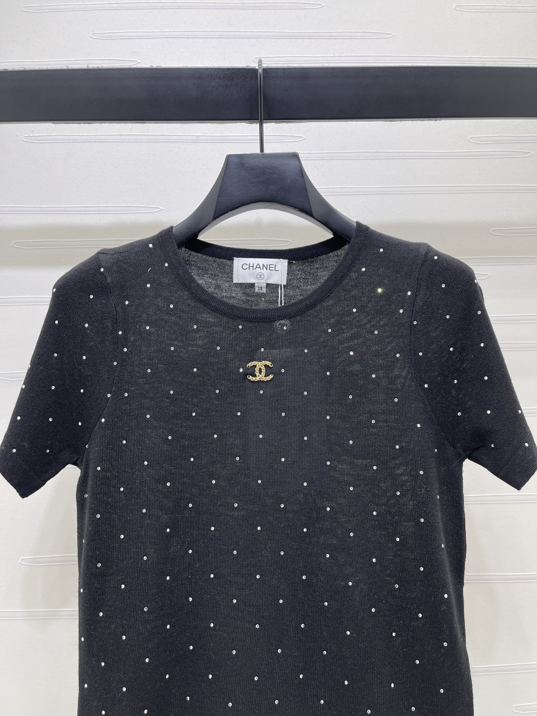 CHANEL コピー ニット Tシャツ ロゴ刺繍 ポイント刺繍 黒 - 画像 4