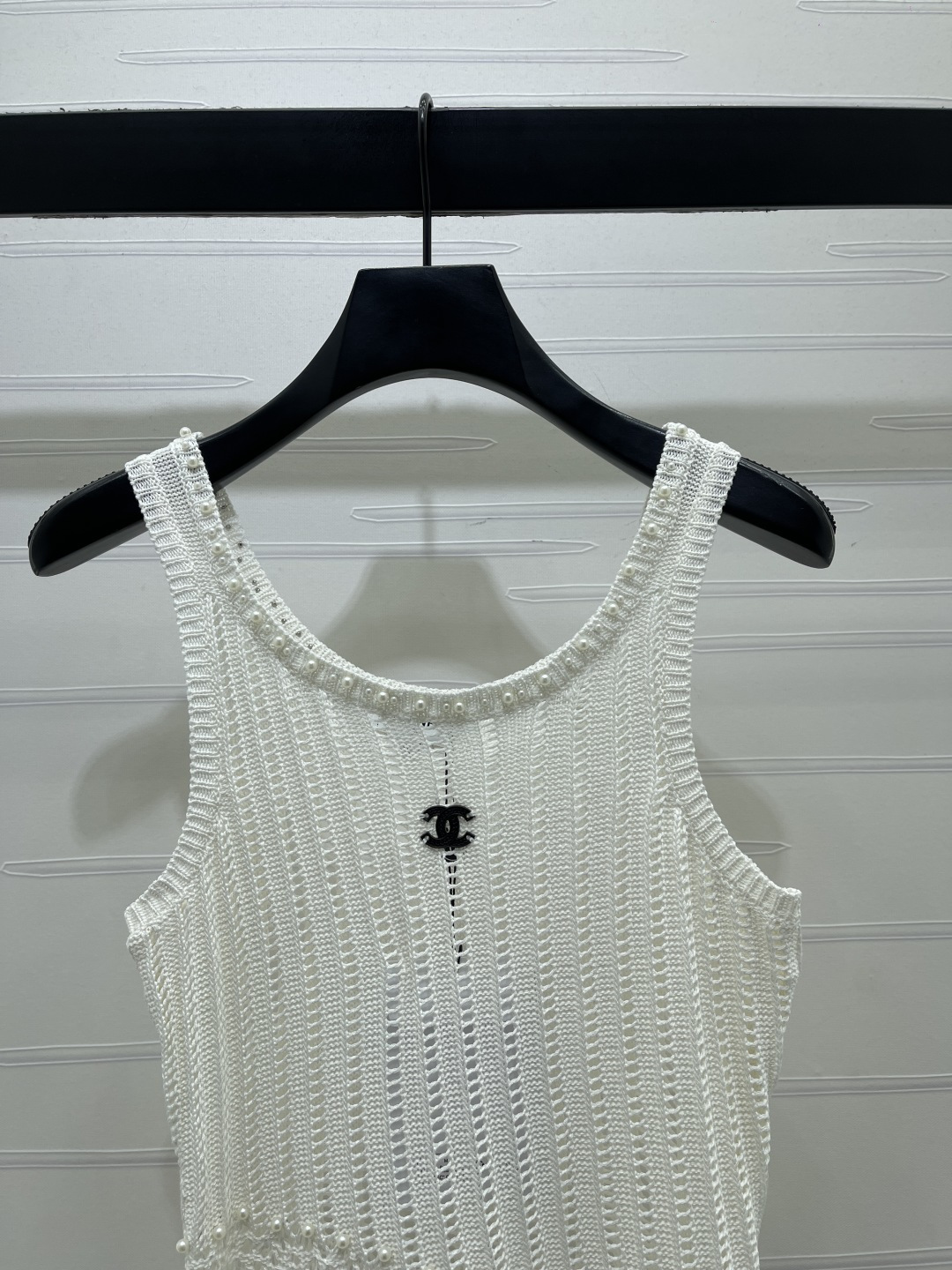 CHANEL コピー ニット サイドスリット ピアス ボディコン プルオーバー ワンピース レディース シャツ 白 - 画像 2