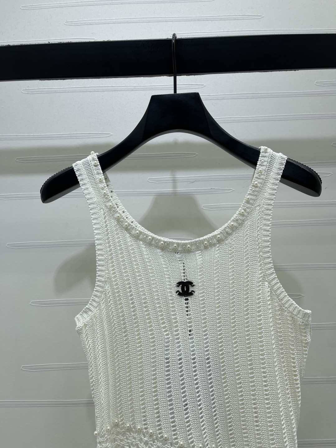 CHANEL コピー ニット サイドスリット ピアス ボディコン プルオーバー ワンピース レディース シャツ 白 - 画像 3