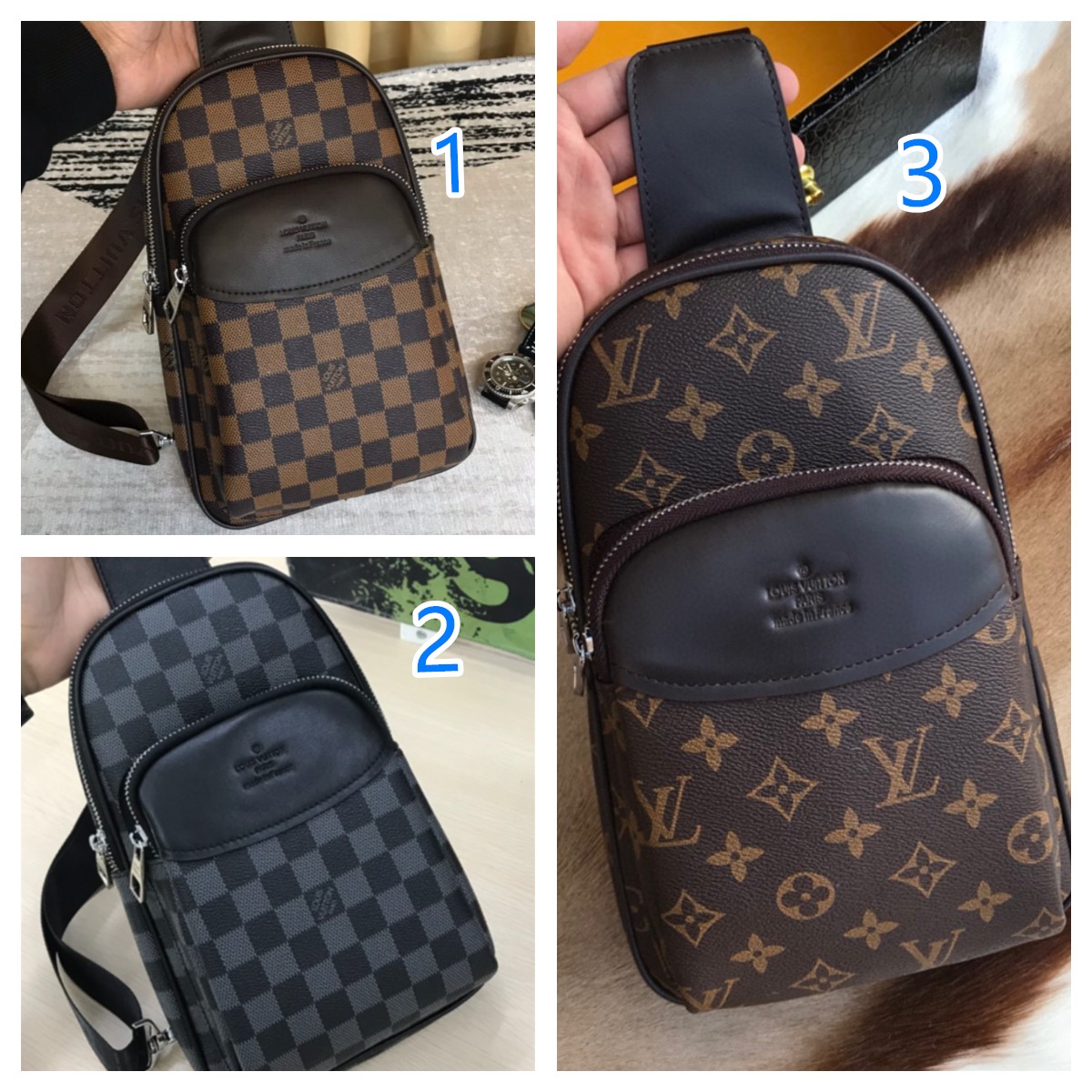 LOUIS VUITTON　ルイ ヴィトン　アヴェニュー スリングバッグ　ダミエ　モノグラム　メンズバッグ　ショルダーバッグ　男性　送料込み　3色入り