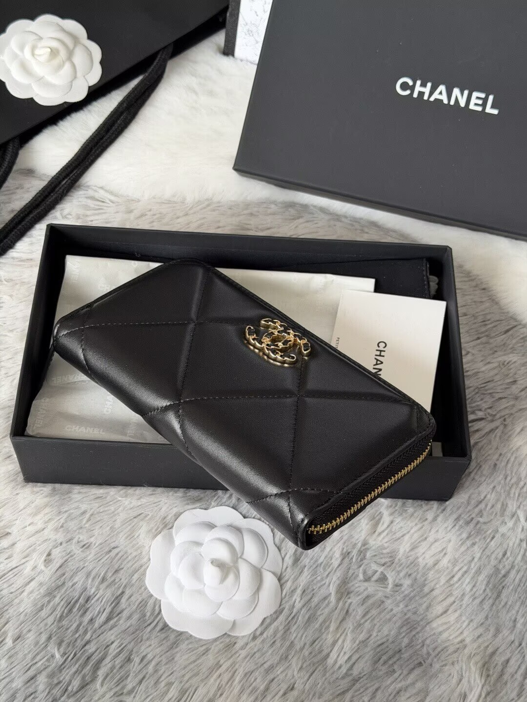 CHANEL シャネル19 CHANEL19 ディズヌフ ロングジップウォレット ファスナー長財布 チェーン ココマーク 財布 ブラック - 画像 3