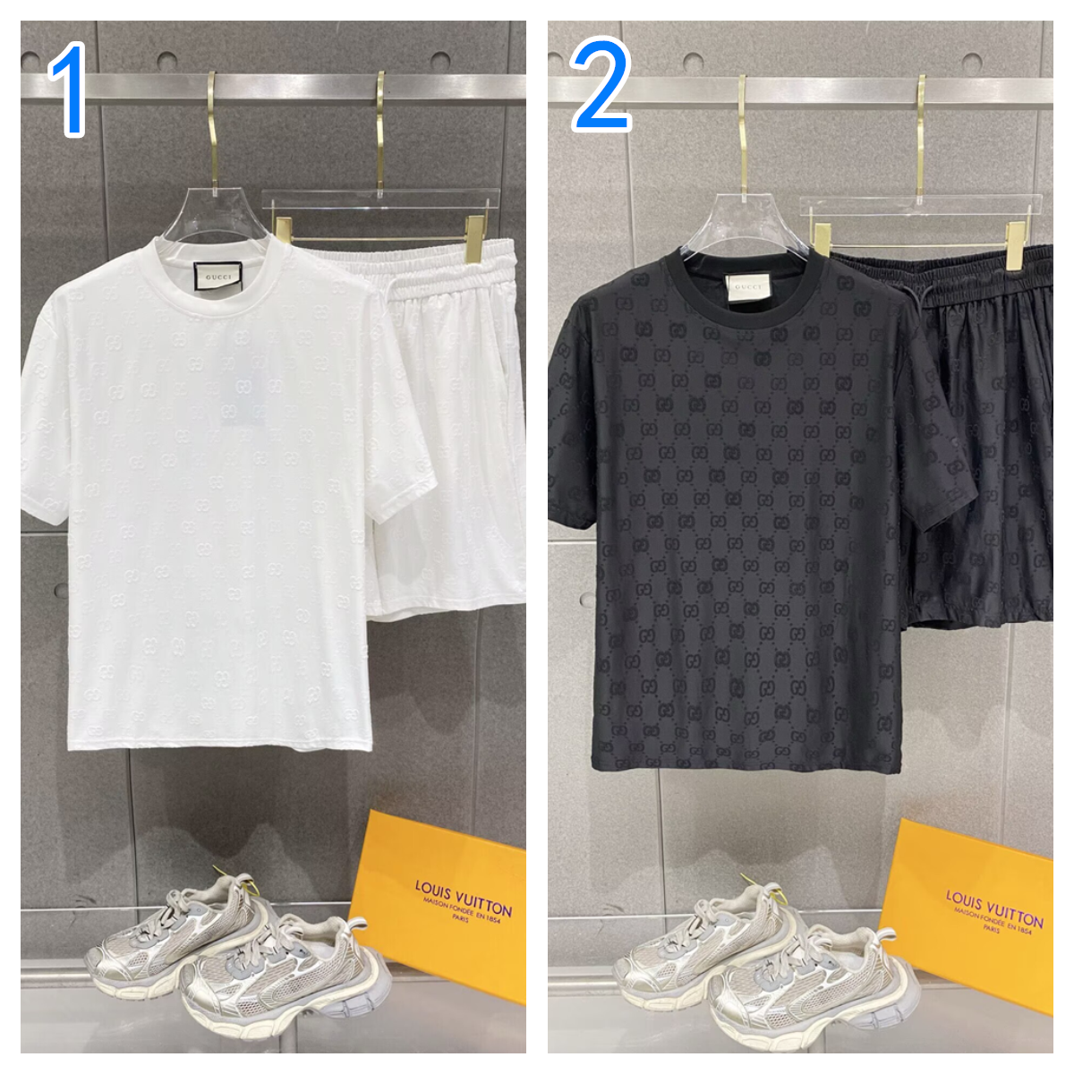 GUCCI　グッチ　上下2点　セットアップ　半袖Ｔシャツと半ズボン　2枚セット　カジュアルウェア　メンズ　男性