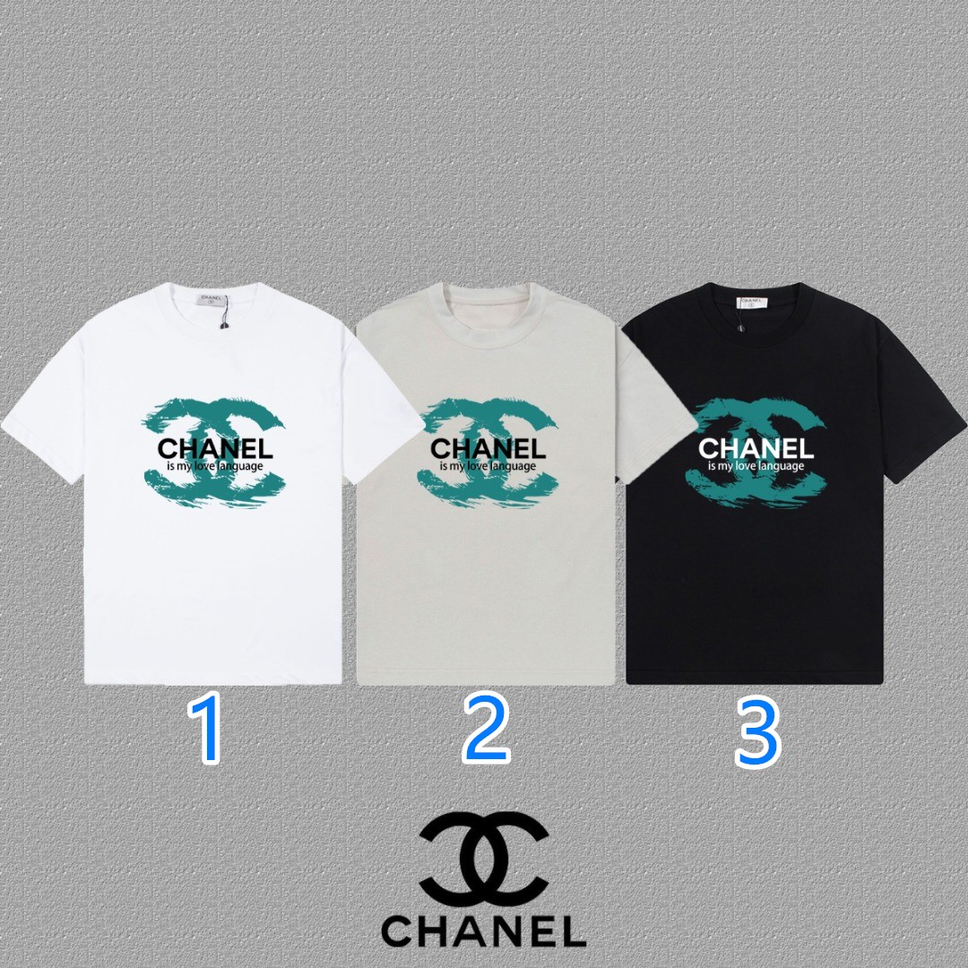 シャネル　CHANEL　ゆったり　半袖Ｔシャツ　夏　プリントシャツ　Tshirt　男女兼用　クルーネック　Tシャツ　3色