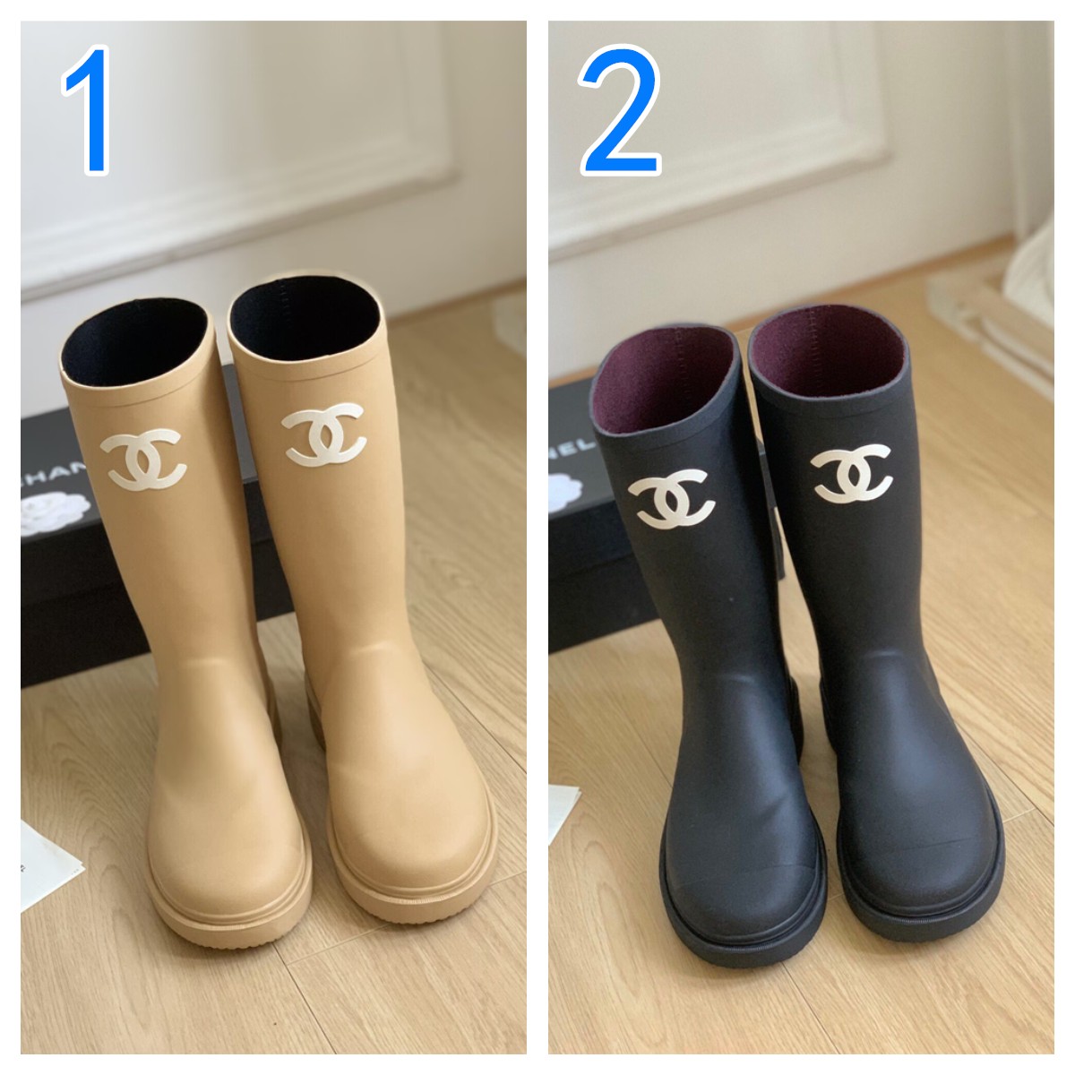 雨の日も大活躍！　CHANEL　シャネル　ココマーク　ラバー レインブーツ　レディース　長靴　2色