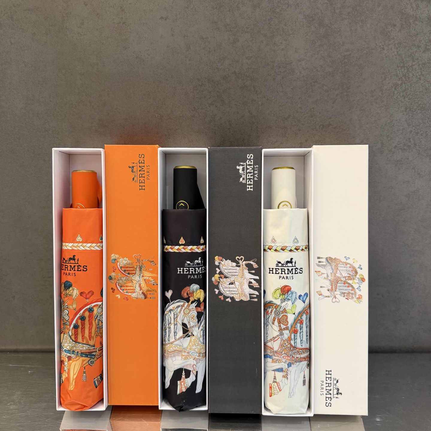 HERMES　エルメス　折りたたみ傘　ワンタッチ開閉かさ　アンブレラ　日傘UVカット　晴雨兼用傘　持ちやすい便利　おしゃれ3種 - 画像 5