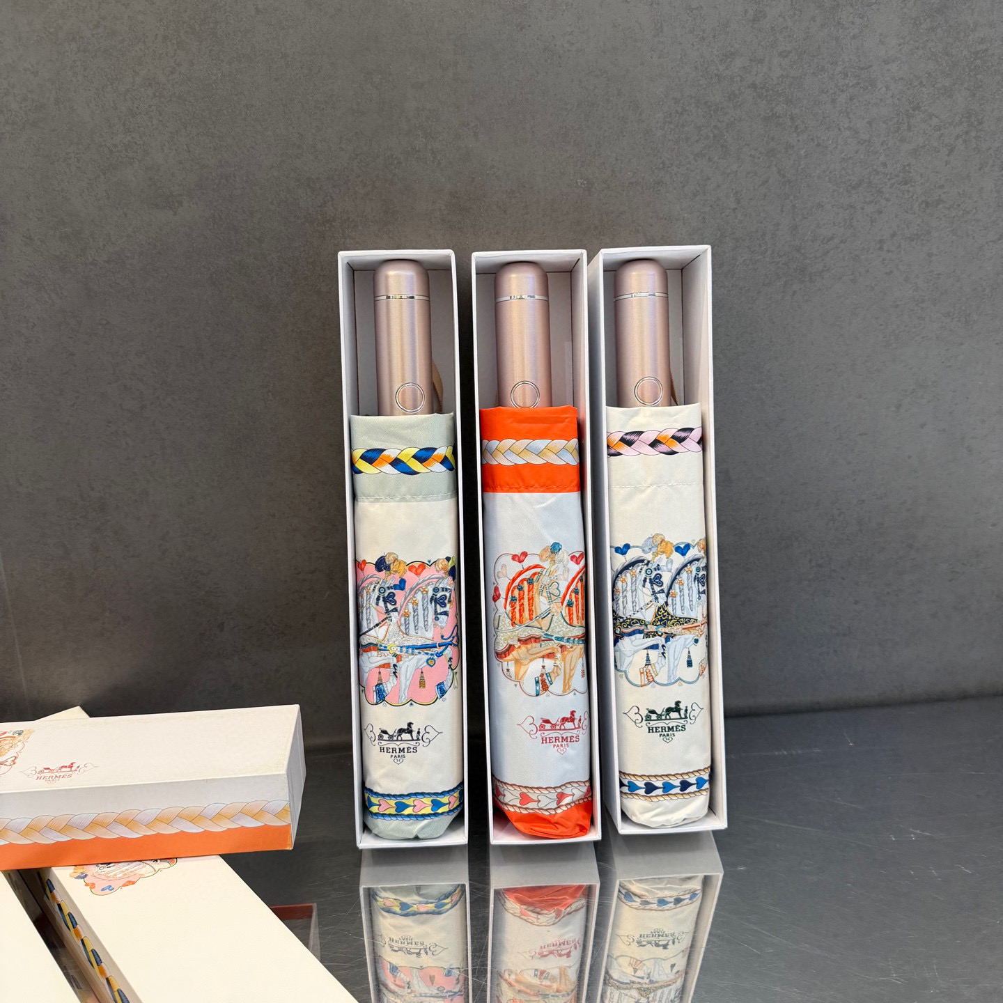 エルメス　HERMES　かさ傘　日傘雨傘　折りたたみ傘　ワンタッチ開閉アンブレラ　UVカット　晴雨兼用傘　超撥水　4種 - 画像 6