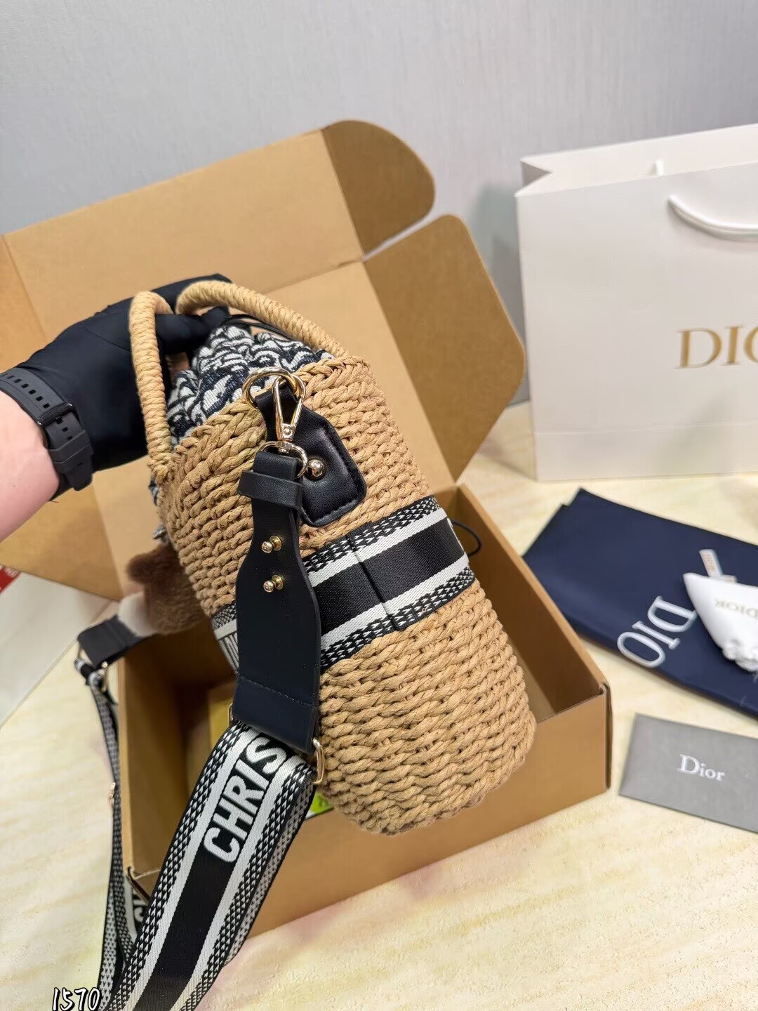 ディオール Dior カゴバッグ バスケットバッグ 2WAY トートバッグ 刺繍ロゴ レディース 送料込み - 画像 3