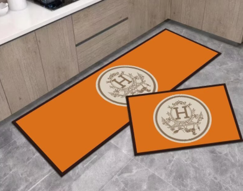 HERMES　エルメス　カーペット　ラグマット　浴室/キッチン/玄関マット　オールシーズン　オレンジ