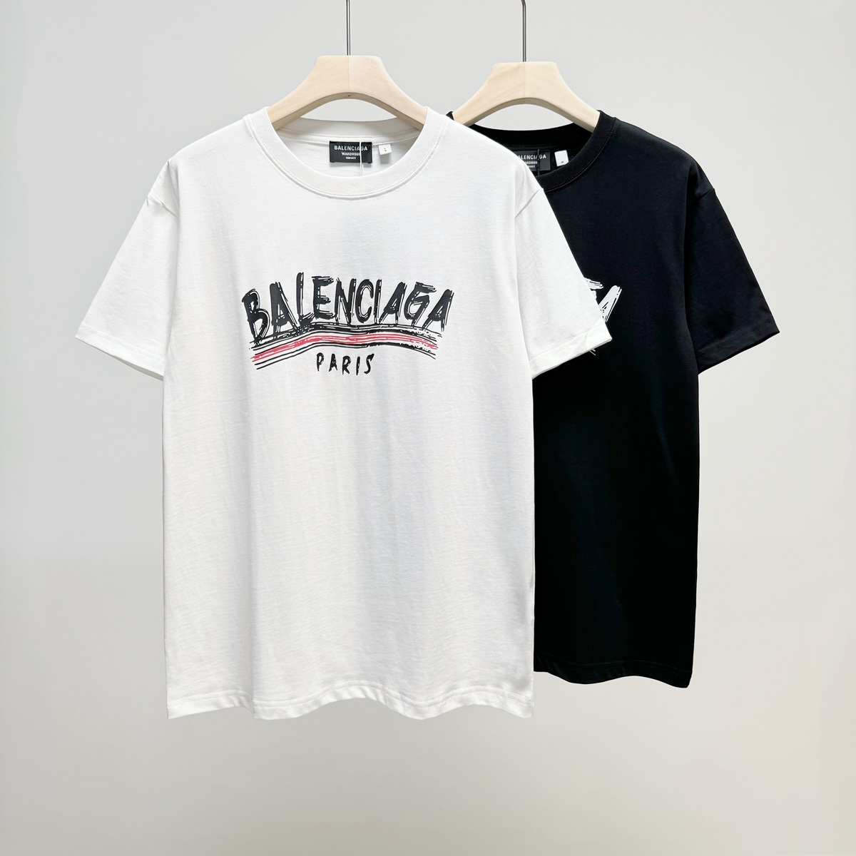 BALENCIAGA　バレンシアガ　半袖シャツ　プリントシャツ　クルーネック　男女兼用　Tシャツ　カップル　T-shirt　2色