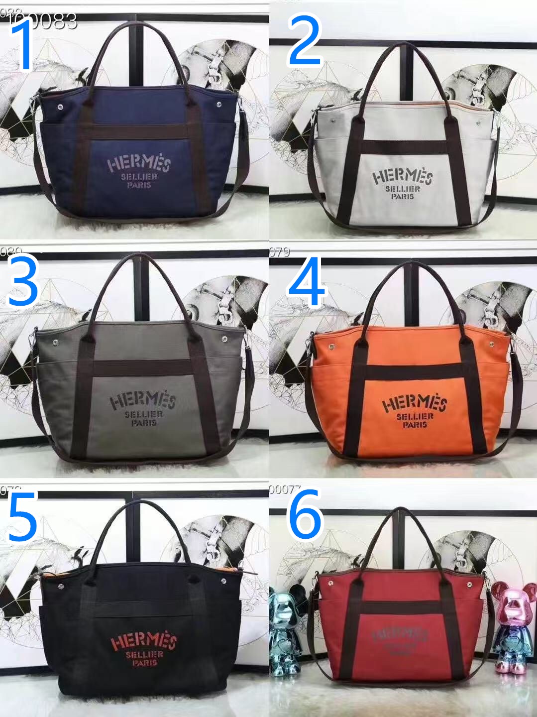 ハーフ手縫い　エルメス　Hermes　サックドパンサージュ グルーム　キャンバス　男女兼用　2WAYバッグ　マザーズバッグ　トートバッグ　ハンドバッグ　ストラップ付 　6色