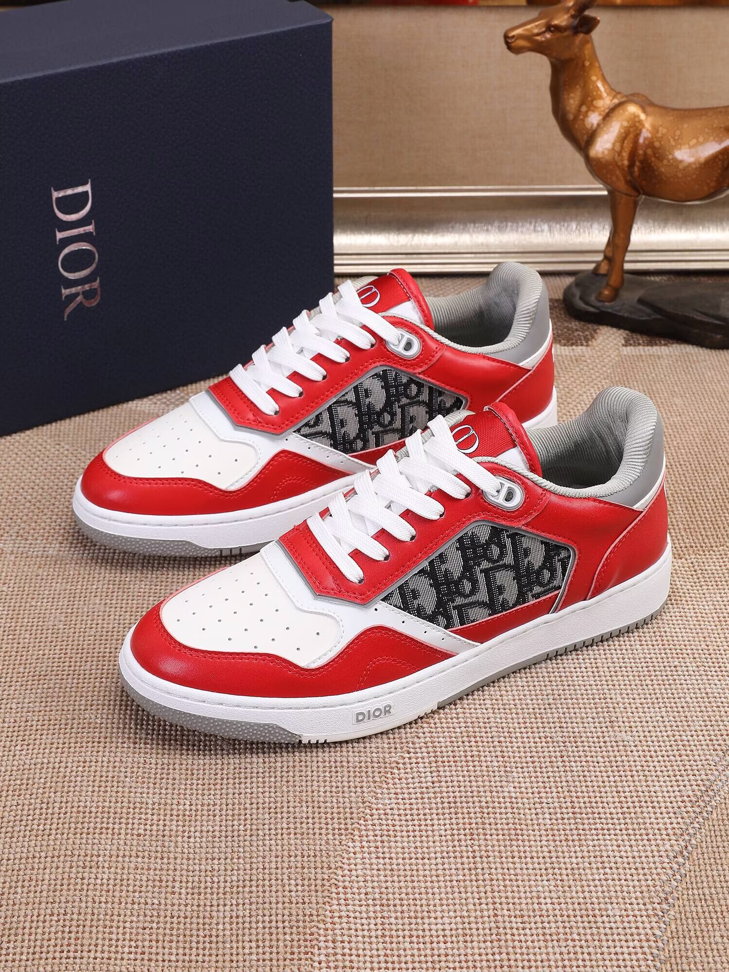 Dior メンズ スニーカー ホワイト グレー ディオール ロゴ プレート ランニングシューズ  9色 - 画像 4