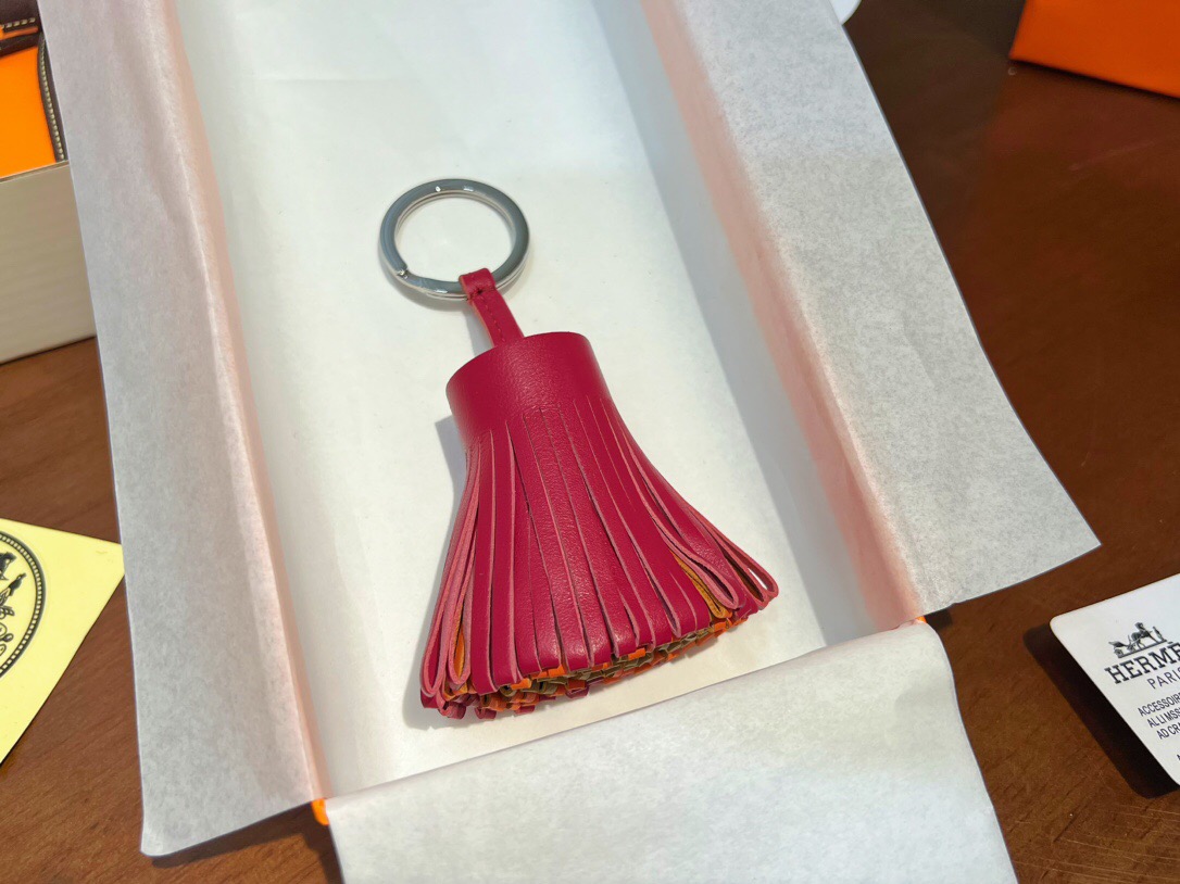 エルメス	カルメン キーホルダー HERMES Carmen uno-dos key ring キーリング レディース レザーフリンジキーリング　シルバー金具 - 画像 5